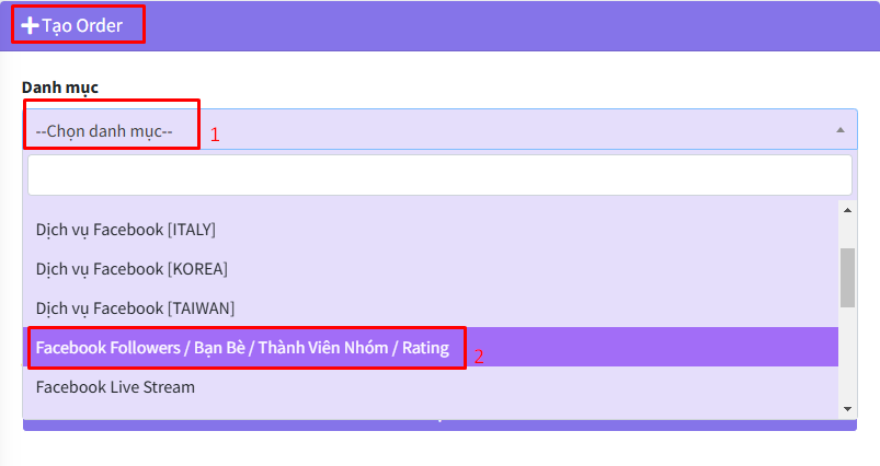 Chọn dịch vụ mua follow Facebook